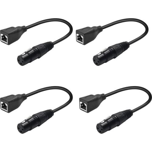 4 Pcs Bescoos XLR DMX to RJ45 0.3m Cable RJ45 Ethernet to 3 Pin XLR DMX Female & Male Connector