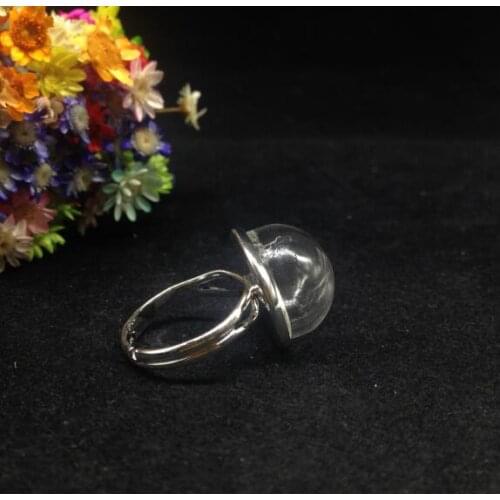50sets/lot 16mm half round bottle ring Glass Bubble vial rings glass globe dome cover wedding ring DIY vial pendant glass bubble