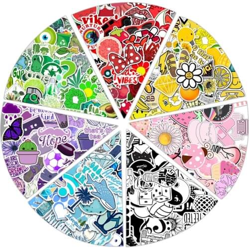 50pcs Pack 8 kinds Vsco Girls Sticker For Water Bottle Cup Skateboard Guitar Motorcycle Laptop Waterprrof Sticker Toy