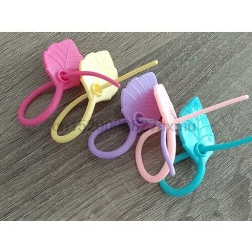 500PCS New hot sale Household practical color leaves shape 17cm silicone Wire Cable Tie Food bag sealing clamp high quality