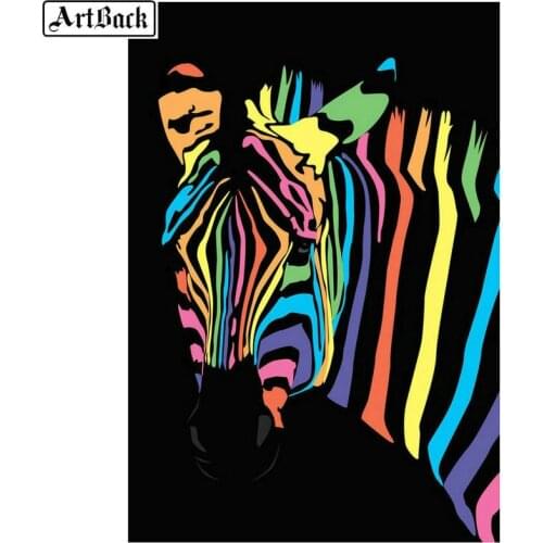 5d diy diamond painting zebra color icon full square mosaic art resin round drill diamond embroidery wall sticker