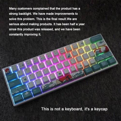 71 Keys Sea Coral Ukiyo-e Keycap Dye Sublimation OEM Profile For GH60 GK61 GK64