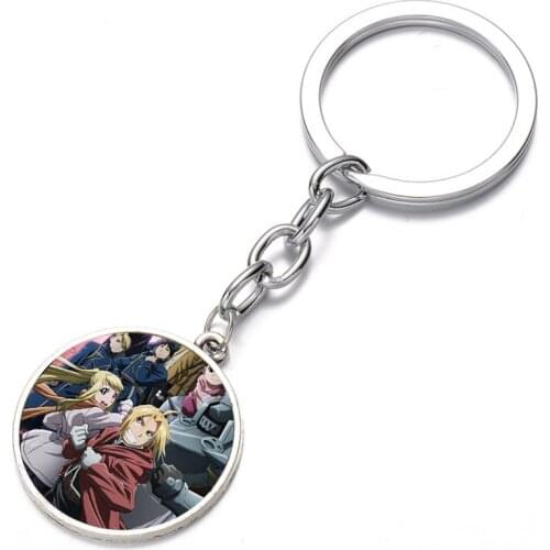 Anime Fullmetal Alchemist Keychain Glass Dome Key Chain Bag Charm Pendant Key ring Holder Kids boys girl Gift key ring