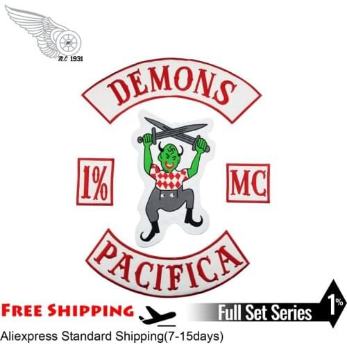 Demons MC Patch Embroidery Iron On Appliqued Eco-Friendly Iron on Transfers for Clothing Decoration Jacket Motorcycle DIY Design