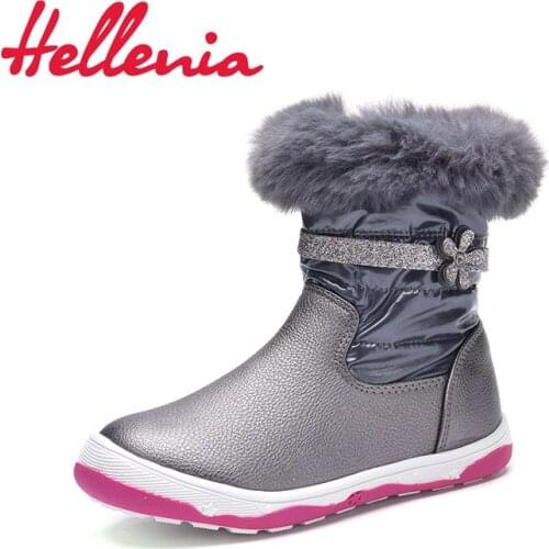 Hellenia Toddler kids ankle boots girls breathable mesh lining Spring boots flower buckle Children shoes Black grey size 24-29