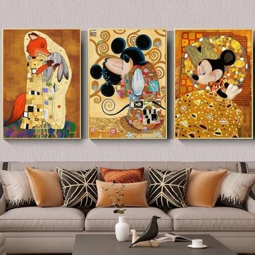 Disney Mickey Mouse Canvas Paintings On The Wall Art Pictures Retro Posters And Prints For Kids Bedroom Decor No Frame