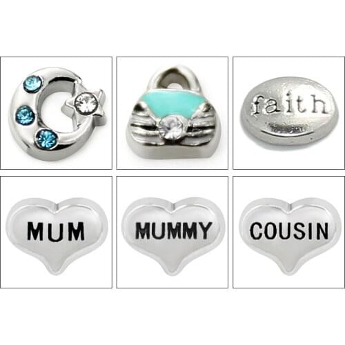 Diylocket 10PCS Mix Style Floating charms Zinc Alloy Fit Floating lockets Pendant Charm locket LSFC156-730