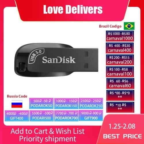 00% Original SanDisk USB 3.0 USB Flash Drive CZ410 32GB 64GB 128GB 256GB Pen Drive Memory Stick Black U Disk Mini Pendrive