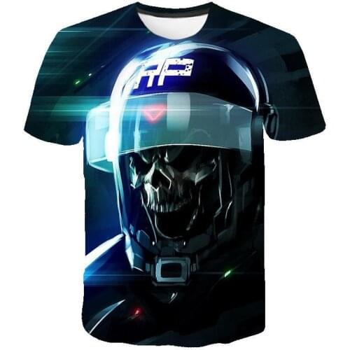 Skull T Shirt Men Skeleton T -Shirt Punk Tshirt Gun T Shirts 3d Print T -Shirt Vintage Men Clothing Summer Tops Plus Size 6xl