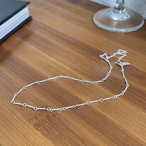 100% Authentic 925 Sterling silver Twist Chain choker Necklace C-B950
