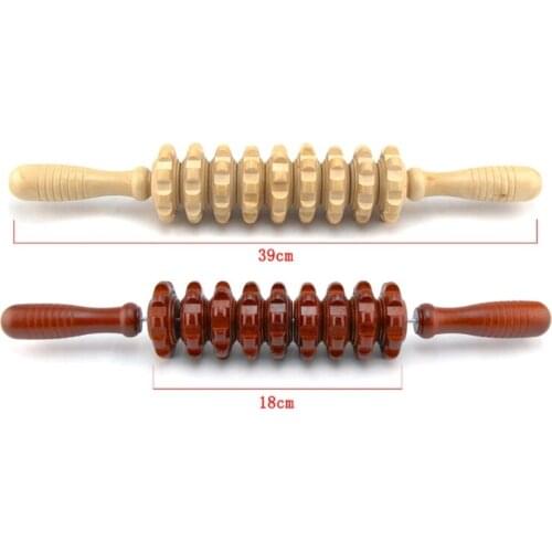 M89F Wood Exercise Roller Sports Injury Gym Muscle Massage Roller Yoga Stick Body Massage Relax Tool Muscle Roller Sticks