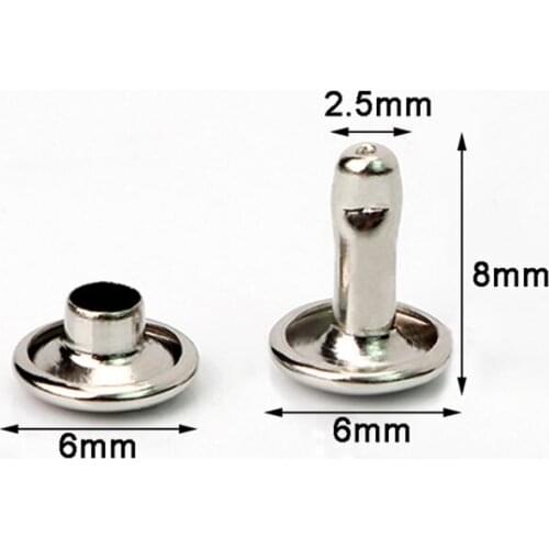 1000sets 6mm Metal Double Cap Rivets Studs Round Rivet for Leather Craft Bag Belt Clothing Garment Shoes Pet Collar Decor