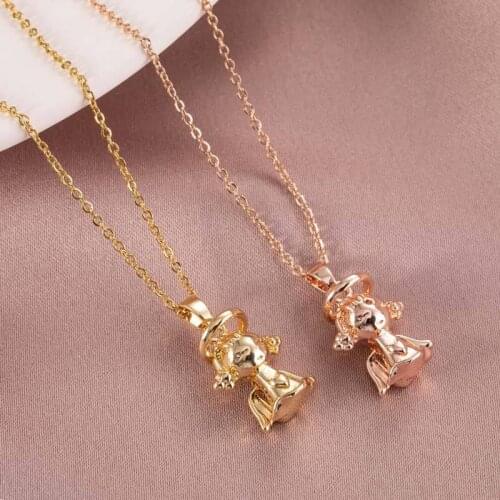 Cute Cartoon Angel Pendant Necklace Stainless steel Chain For Women Girls Geometric Charms Choker Jewelry Party Gifts