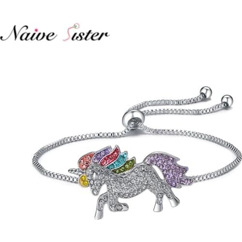 Fashion Unicorn Bracelets for Women Teen Girls Kids Cute Rainbow Crystal Jewelry Charms Jewellery Size Adjustable Gift