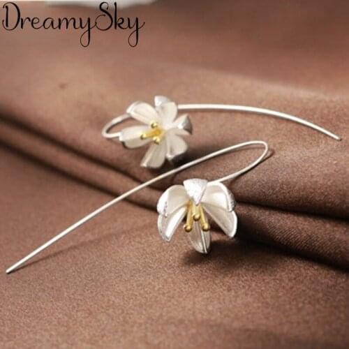 Fashion Jewelry Silver Color Flower Earrings For Women Ladies Earrings Girls Party Gifts Pendientes Brincos
