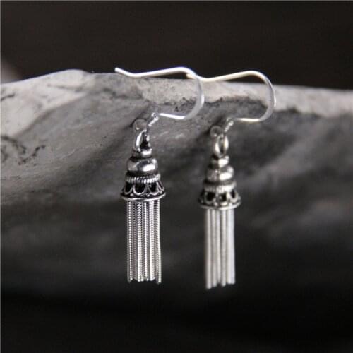 2018 New Promotion Pure Restoring Ancient Ways Only Beautiful Tassel Earrings Thai Eardrop Of Old Female Temperament Allergy
