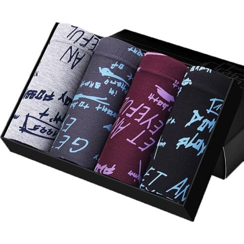 2021 New Mens Modal Trunks Breathable Comfortable Letter 4 Pcs Pieces Lot Underwear Men Cheap Boxer Shorts Sexy Gay Shorts Male
