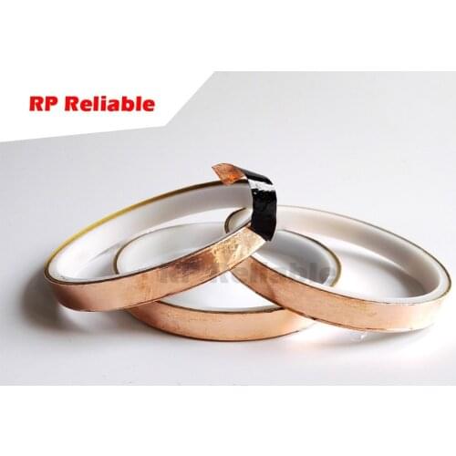 Single Sided Black Adhesive Copper Foil Tape for EMI Shielding, Guitar, Stainless Glass Art Work, 20meters/Roll, 5mm~50mm Choose
