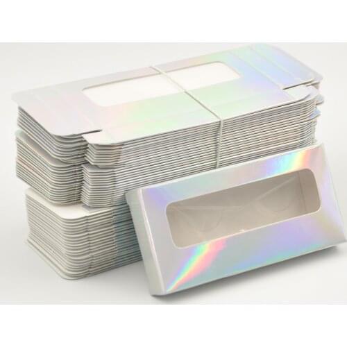 Wholesale Paper False Eyelash Packaging Box Lash Boxes Packaging Custom Logo Faux Cils Mink Eyelashes Bulk Laser Silver Case