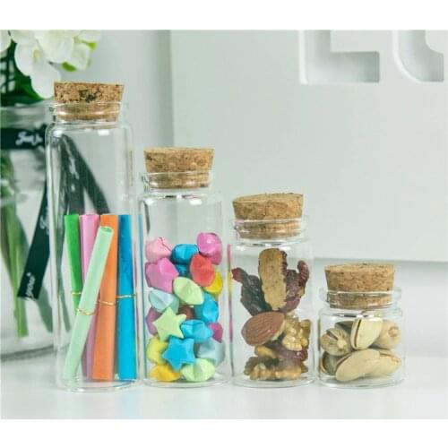 20ml 50ml 65ml 90ml Food Grade Glass Bottle with Cork for Jewelry Wedding Decoration Christmas Gift Empty Jars Bottles 50pcs