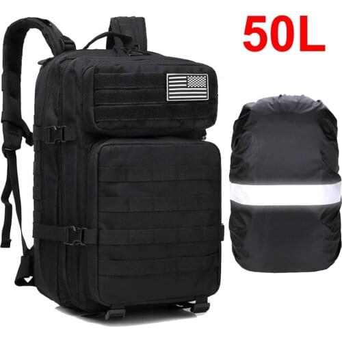 50L Large Capacity Men Army Military Tactical Backpack 3P EDC Molle Pack Waterproof Bug Rucksack Camping Hiking Hunting Bags