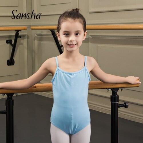 Sansha Professional Girls Kids Ballet Dance Camisole Leotard Cotton Black Pink While Blue Available Y1561C