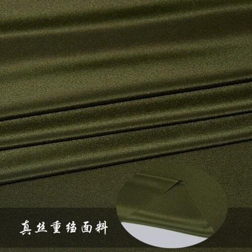 High-grade solid color heavy silk crepe de chine fabric 26mm army green clothing skirt dress silk fabric wholesale silk cloth