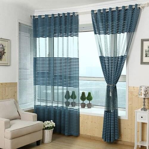 Striped Sheer Curtains for Living Room Tulle Curtains in the Bedroom Home Decoration Curtain Drapes on the Window