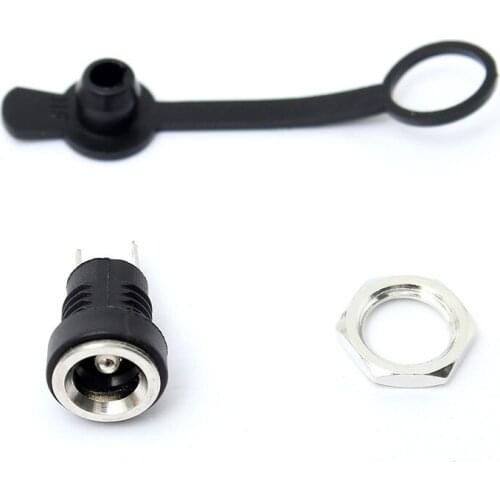 ZLinKJ 1 PCS 3A 5.5 x2.1mm Black Waterproof DC Power Socket Jack Power Charger Plug Panel Mount Female Mount Connector