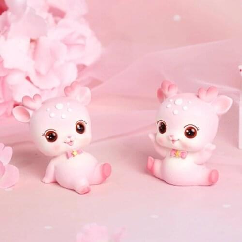 ZOCDOU 1 Piece Cartoon Cute Deer Small Statue Little Figurine Crafts Figure Ornament Miniatures