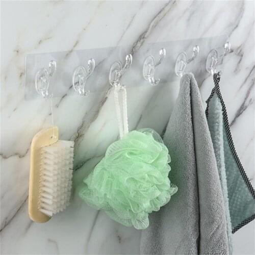 1/3/5/6 Row Transparent Wall Hooks Hat Clothes Coat Hanger Towel Holder Door Hook Kitchen Bathroom Storage Rack Home Accessories