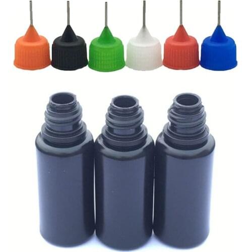 10pcs Empty Black PE 10cc Vial Plastic Dropper Bottle With Metal Needle Cap E Liquid 10ml Bottle