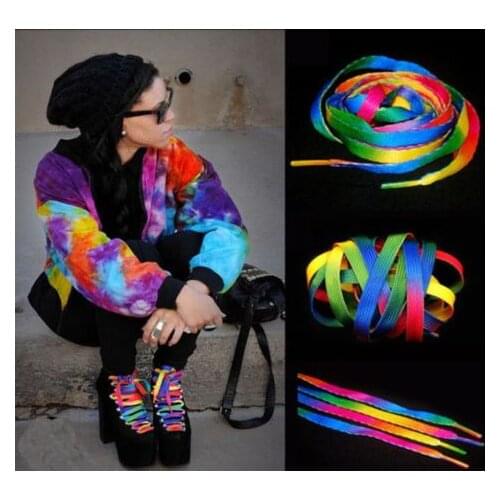 2 pair 120cm 47inch Rainbow Multi-Colors Flat Sports Shoe Laces Shoelaces Strings Strap for Sneakers Unisex rainbow Party Gifts