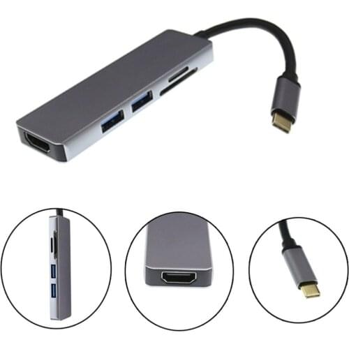 3 Hub Usbc Dock Usb Type C To Hdmi Usb 3.0 Cable Tf Sd Card 5 in 1 Adapter Splitter For Macbook Pro
