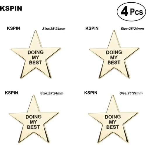 Doing My Best Star Flag Pin Lapel Pin Badge Brooch Icons 4pcs