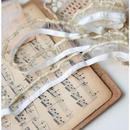 5 Meters/lot 2.3cm Width DIY Patchwork Craft Lace Ribbon Gold Thread Sewing Embroidery Elastic Lace Trim for Underwear