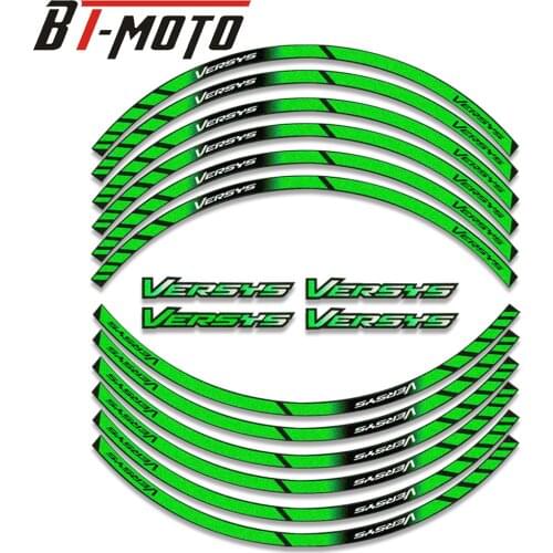 For KAWASAKI Versys 650/1000 VERSYS650 Versys1000 Diamond Film Material Colorful Wheel Stickers Reflective Waterproof Rim Decals
