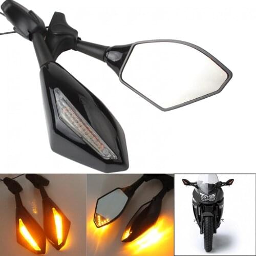 Motorcycle Rear view Side Mirror LED Turn Signals Sport Bike Motorbike Rearview Mirrors for HONDA SUZUKI KAWASAKI YAMAHA