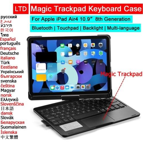Bluetooth Magic Trackpad Keyboard Mouse Case For iPad Air 4 10.9 Pro 11 2021 2020 2018 Tablet Case Russian Arabic Thai Keyboard