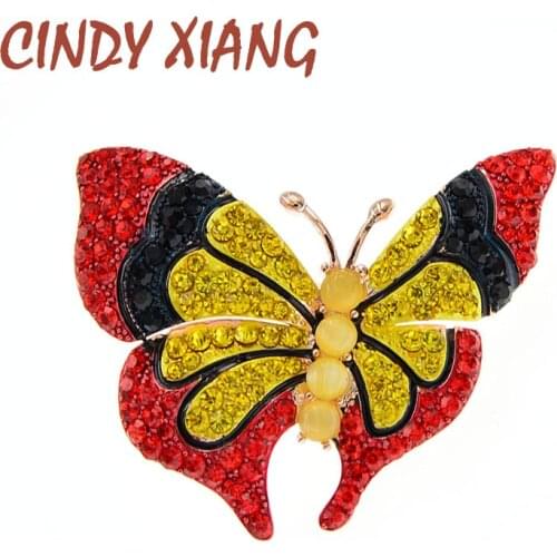 CINDY XIANG Rhinestone Butterfly Brooch Insect Pin Brooches For Women Butterfly Jewelry Witner Accessories