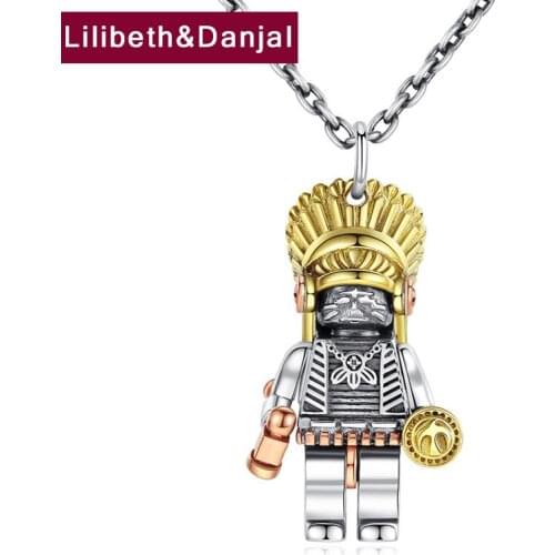 Indian Chief Movable Arm Pure 925 Sterling Silver Nation Blacksmith Vintage Gift Women Men Necklace Pendant Jewelry 2021 New P20