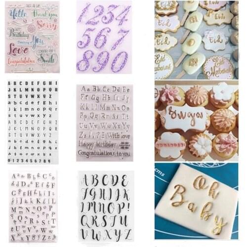 Cake Decorating Tools Alphabet Fondant Cake Stamp Silicone Mold Letters Biscuit Fondant Mold Baking Tools Cake Embosser Stamp