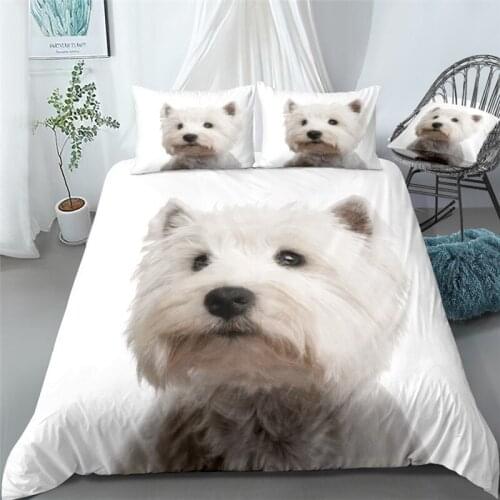 3D Bedding Sets Duvet Quilt Cover Set Comforter Bed Linen Pillowcase King Queen 180x210cm Animal Dog Pet Design Printed