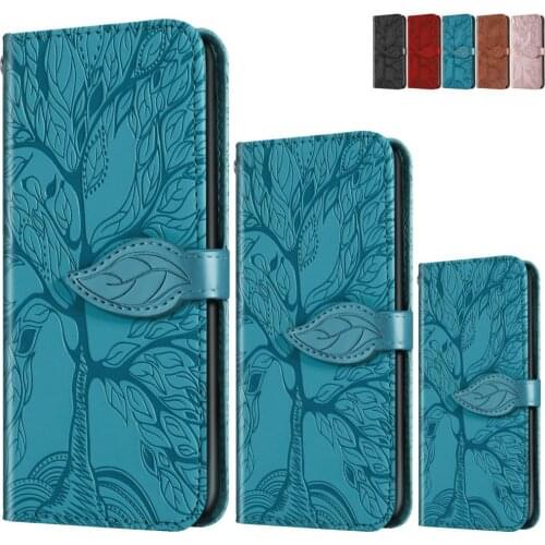 Life Tree Man Lady Wallet For Etui Xiaomi Mi Poco X3 Nfc 10 Lite 5G Redmi 9 9A 9C Men Women Leaves Holster Embossing Case D23G