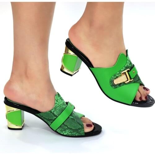 Beautiful Green Women High Heels 6.5CM Shoes With Bling Decoration African Dress Pumps For Party CR527