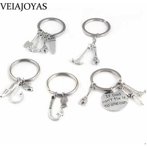 Multi-function Tool Keychains If Dad Can't Fix It Hand Tools Keychain Daddy Fish Hook Key Rings Gift Dad Fathers Day Accessories