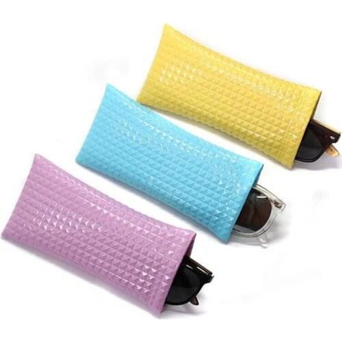Fashion Sunglasses Bag PU Leather Glass Case Pouch Mobile Phone Wallet Portable Storege Case Candy Color Eyewear Case