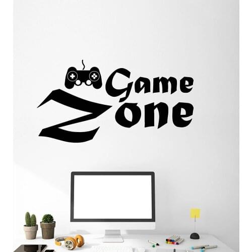 Game Zone Wall Decal Joystick Gaming Logo Door Window Vinyl Stickers Boys Playing Room Nursery Interior Decor Wallpaper Z813