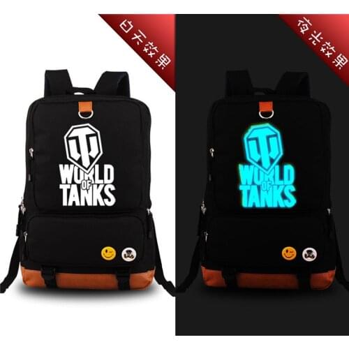 Game WORLD OF TANK Luminous Printing Backpack Canvas Men backpacks school bags for teenagers