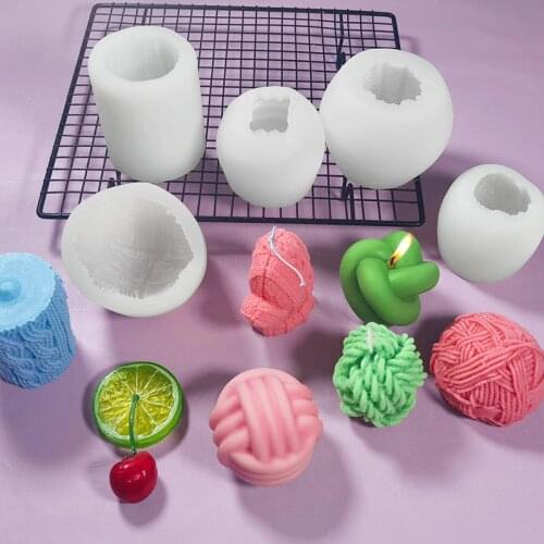 New 3d Silicone Woolen Candle Molds Korean Candle Mold Woolen Ball Design Handmade Soy Candles Making Aroma Wax Soap Molds